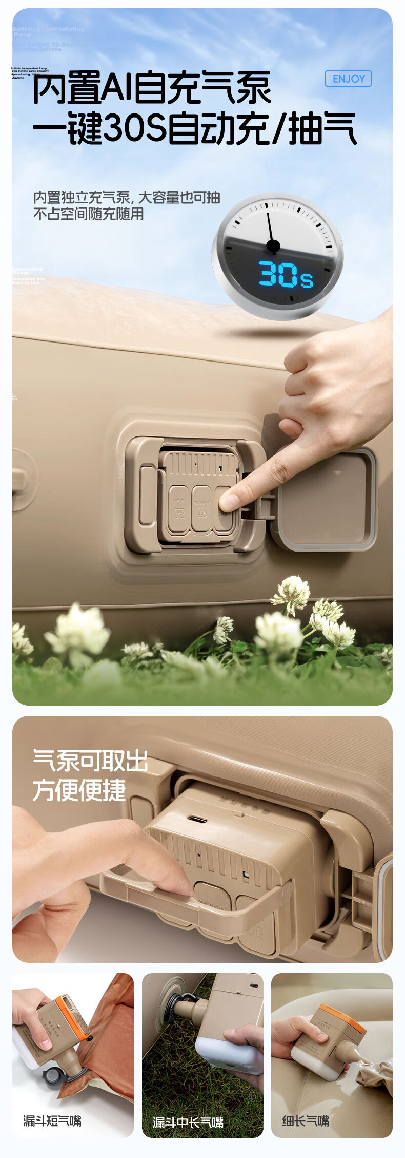 XIANNIAO Car Inflatable Mattress Rear Seat Sleeping Pad Car Sleep Aid Flat Cushion for Sedan SUV with Automatic Air Pump 7
