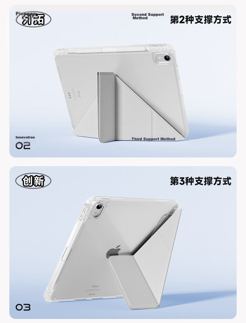 RBP 2026 iPad Air 8 M4 Chip Protective Case 11-inch Air 7 6 5 4 Tablet Cover 3Y Slide Rail Split Transparent Anti-Bend with Pen Slot 3
