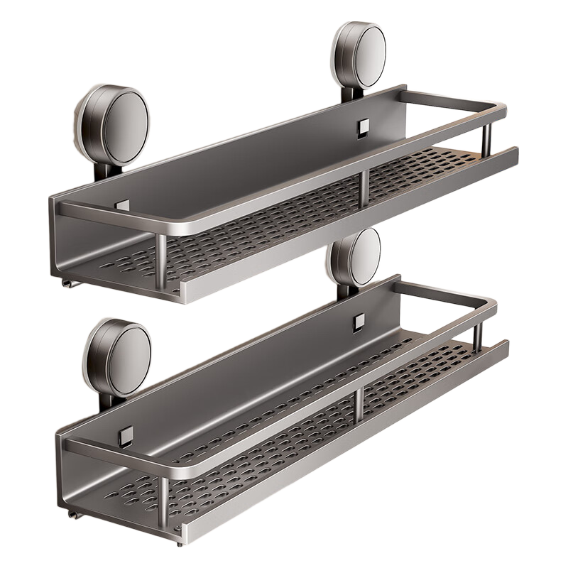 Yweel Suction Cup Storage Rack, Bathroom Wall-Mounted Organizer without Drilling, Space Aluminum Washstand Storage Shelf
