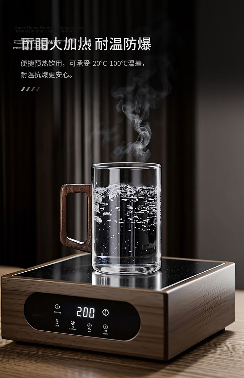 CLITON Wooden Handle Glass Water Cup High Temperature Resistant Large Capacity 500ml Tea Cup for Home and Men 4