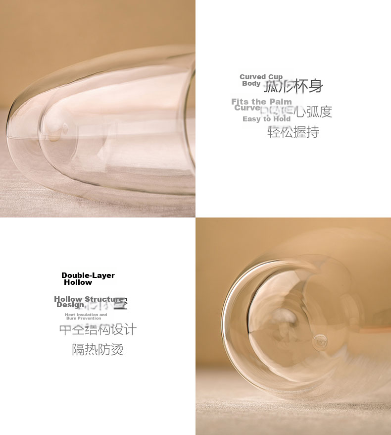 CLITON Double-Layer Glass Cup Household Heat-Resistant Water Cup Green Tea Cup Milk Cup Juice Beverage Cup Office Water Cup Single【Clearance Sale】 11