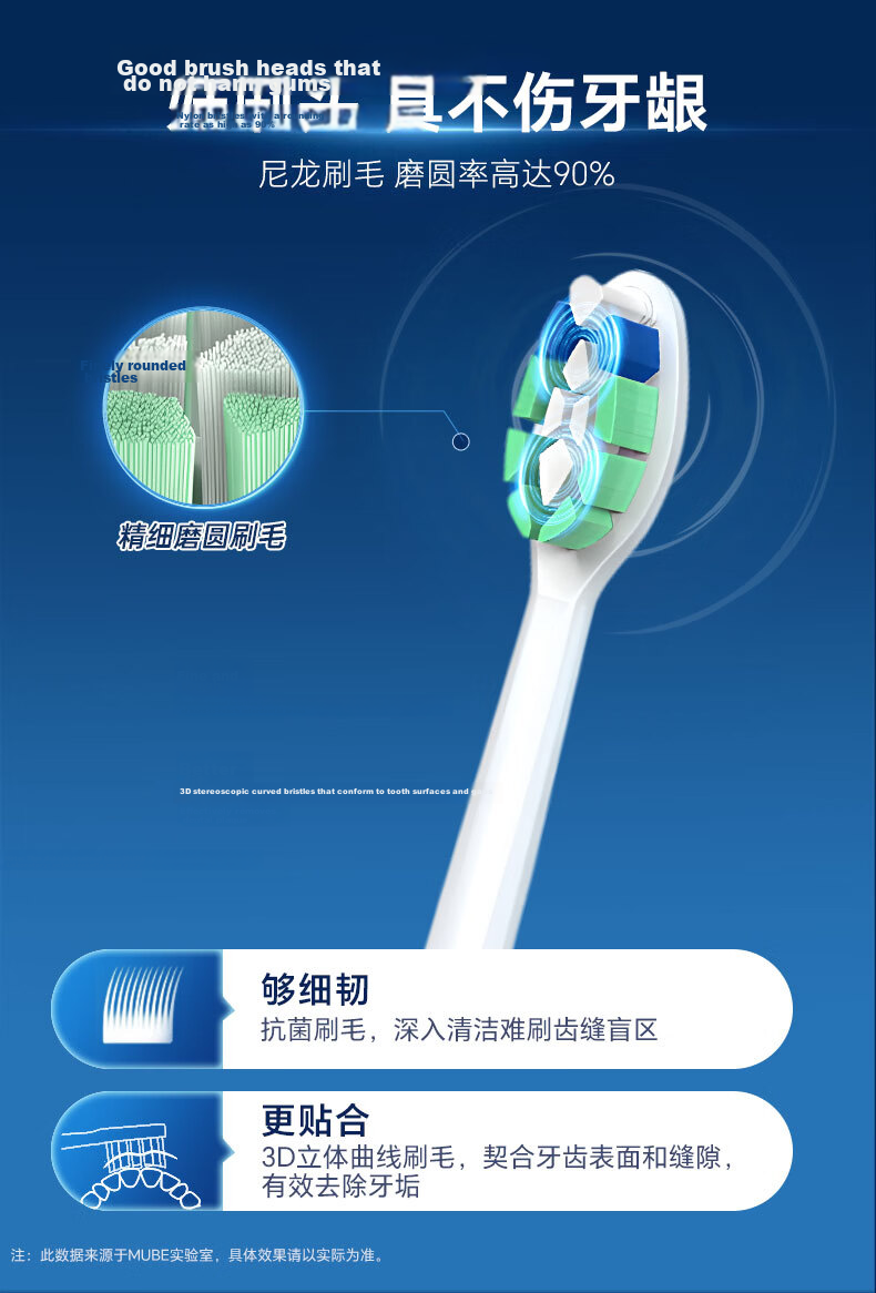 MUBE Compatible Philips Electric Toothbrush Heads for HX6063/67/96/5181/61/71 HX3/5/6/9 Series 5