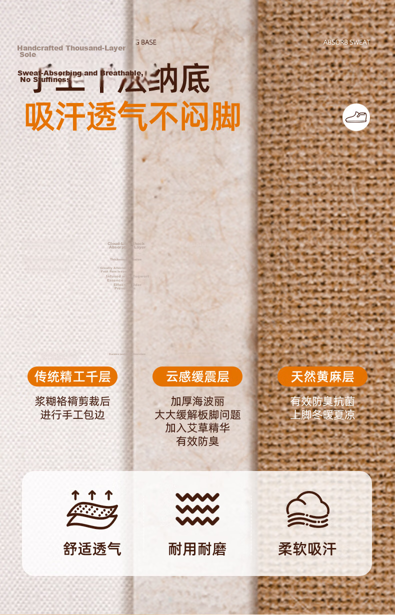 Yidisen Corduroy Authentic Old Beijing Cloth Shoes for Men Gray with Foot-Care Mugwort and Jute Size 41 6