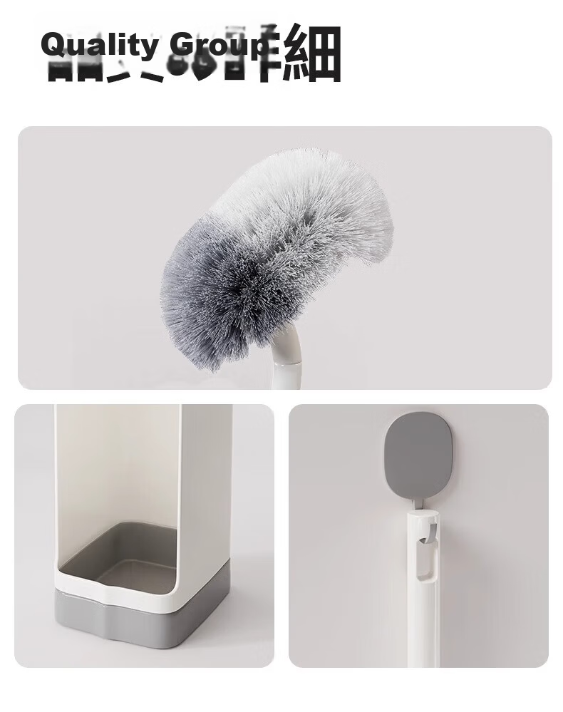 Little Seal Japanese Toilet Brush, No Dead Angle Cleaning, Non-Damaging Glaze, Wall-Mounted Bathroom Long Handle Cleaning Brush 18