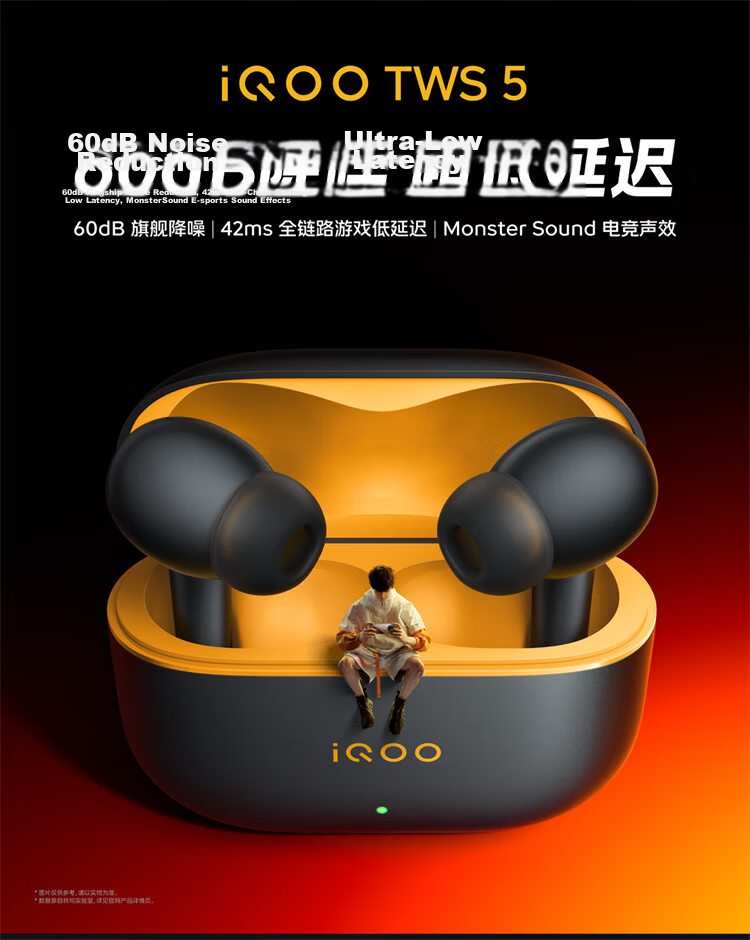 Vivo iQOO TWS 5 Racing Yellow 60dB Active Noise Cancelling 42ms Low Latency Gaming Bluetooth Earphones Compatible with Apple and Huawei Phones 2