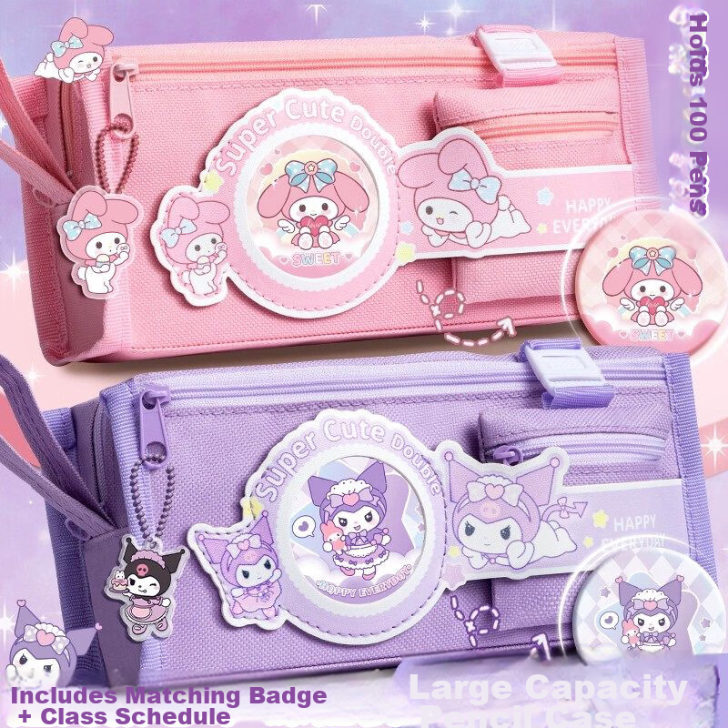 Meijiwan Large Capacity Multi-layer Pencil Case Stationery Box for Primary School First Grade Boys and Girls High-Value Canvas Pencil Pouch Kindergarten Storage Bag Kuku Purple 1