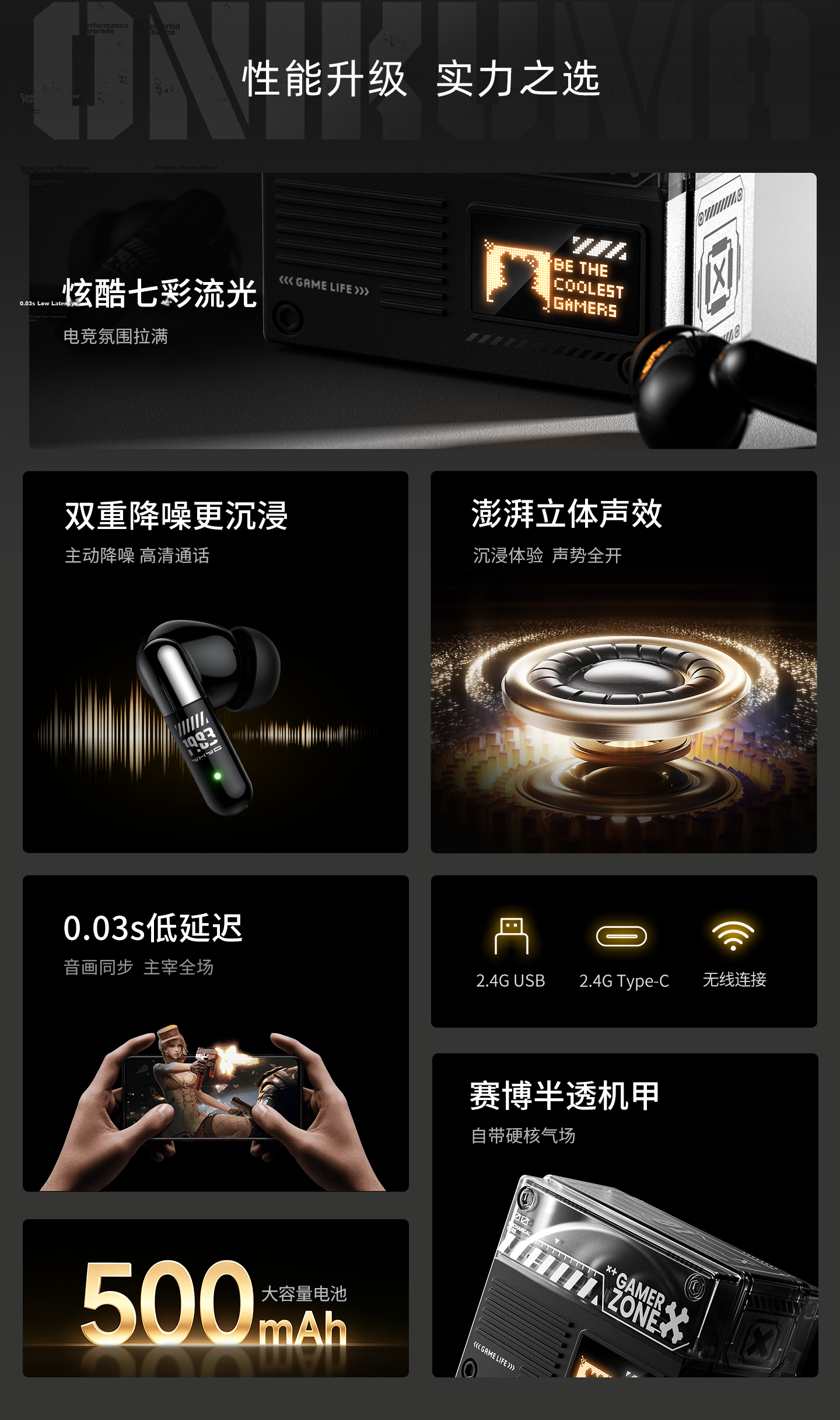 ONIKUMA In-Ear Active Noise Cancelling Bluetooth Earphones 2026 New Men's Wireless Gaming Headset Comfortable Long Wear High-Quality Sound Invoice Available 5