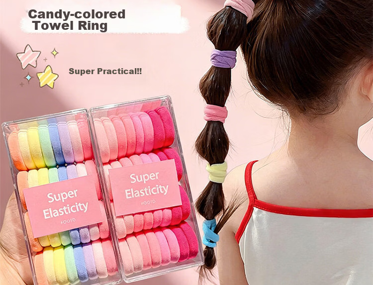 Princess Password Kids Hair Tie Girls High Elastic Hair Band Soft Hair Rope Student Hair Accessories Basic Towel Hair Ring 3