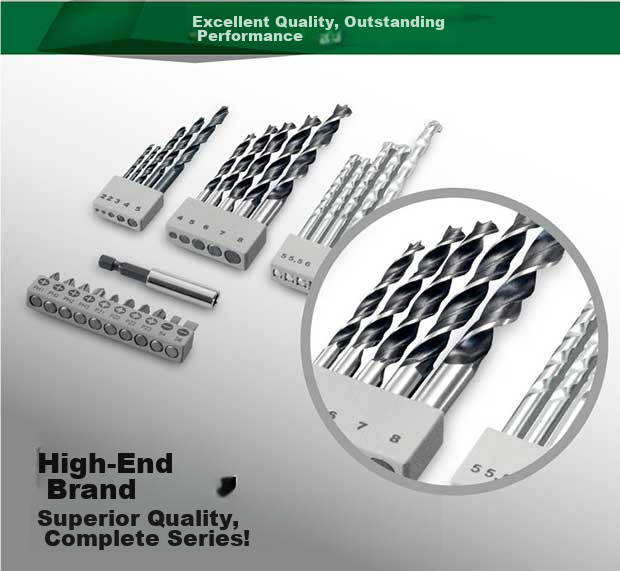 Bosch 15-Piece Drill Bit Set + 16-Piece Interchangeable Head Screwdriver Manual Tool Kit Round Shank Drill Bit Mixed Set 5