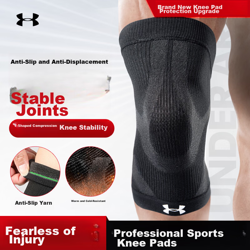 Under Armour Knee Sleeves 2-Pack Sports Running Meniscus Warmth Support for Basketball Badminton Football Hiking Arthritis Joint Protection 1