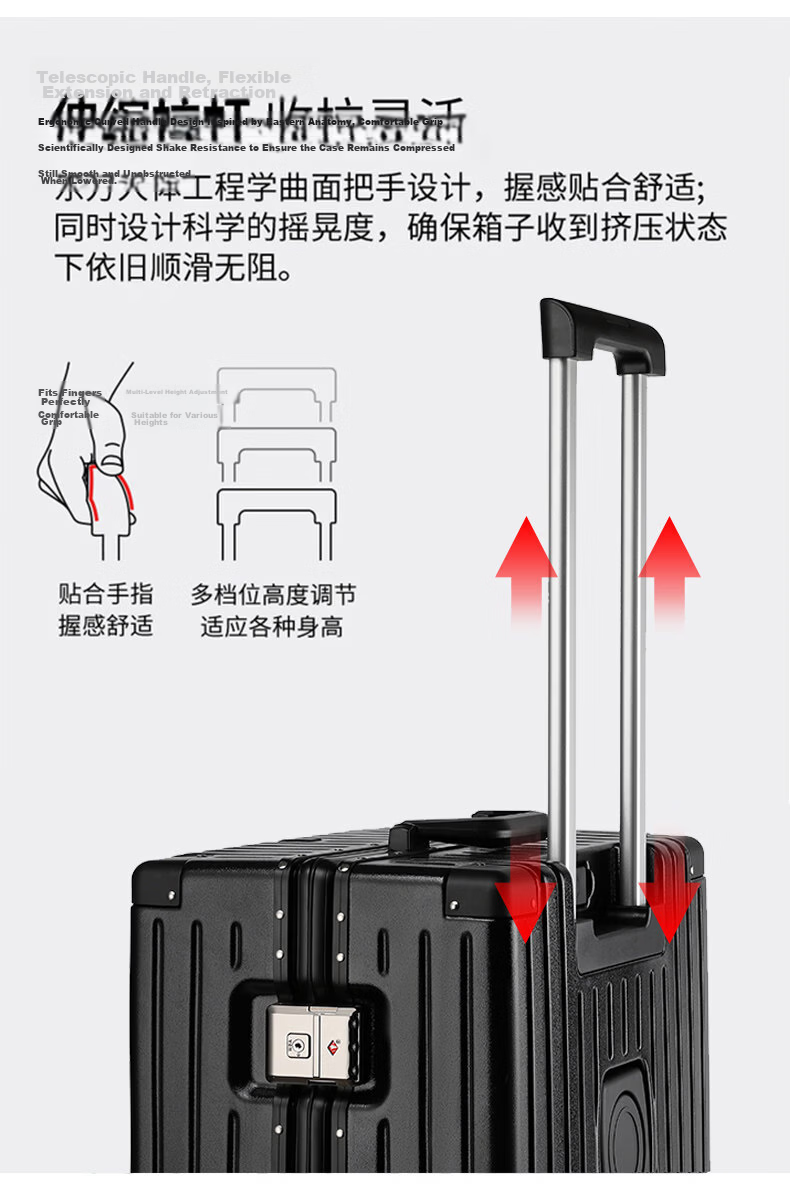 Semir Luggage Business Trolley Travel Suitcase Universal Password Lock Black (Upgraded Aluminum Frame) 20 Inch 4