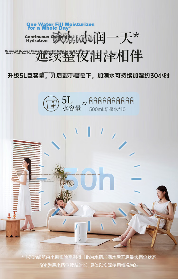 Bear Air Humidifier for Home, Infant Bedroom Nasal Care, Quiet Sterilization, High Mist Output, Desktop Small Air Conditioner Humidifier JSQ-Z50G2 with Filter Cartridge 7