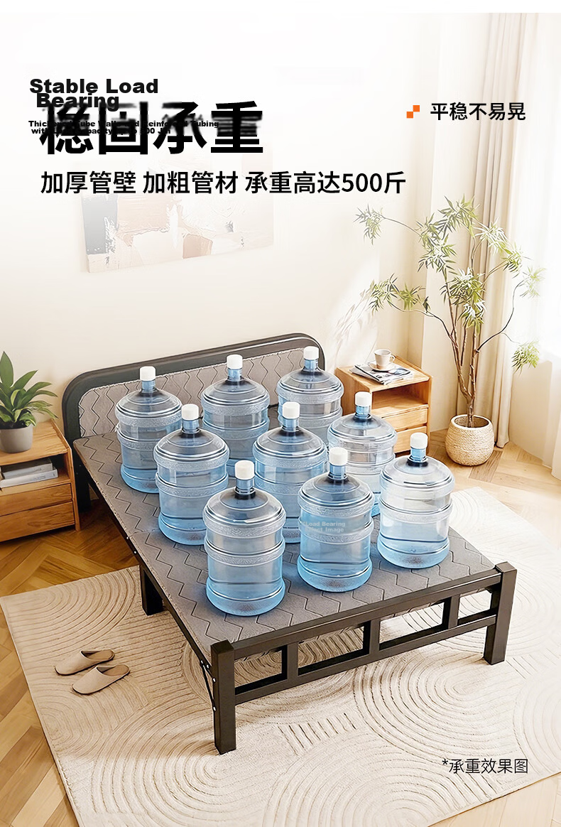 Quanpinwu No-Assembly Folding Single Bed Nap Bed Home Hospital Care Coconut Palm Sponge Mattress Camp Bed 12