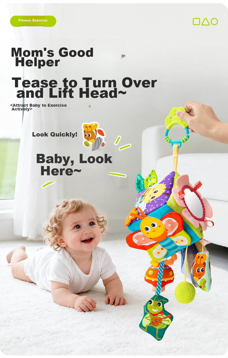 Jollybaby Baby Toy Pull-and-Play Car Hanging Sensory Development Educational Crib Rattle - Farm Triangle Pull-and-Play 14