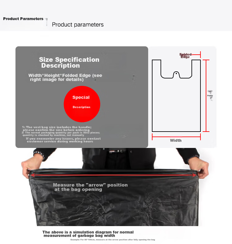 Kimslow KSL130 Thickened 4-Layer Garbage Bags Black Flat Mouth 80x100cm (50 pcs) Commercial Industrial Plastic Bags 4