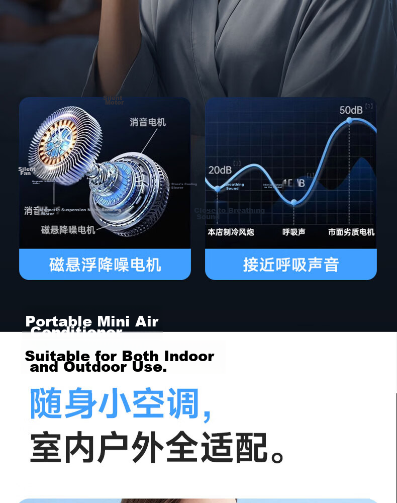 PolarBees 2026 New Portable Handheld Folding Semiconductor Cooling Neck Fan Rechargeable Long Battery Life Mini Desktop Cooling Device 13