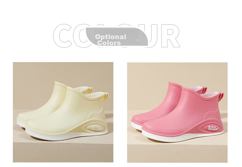 Warrior Women's Short Rain Boots Low Cut Waterproof Non-Slip Fishing Chef Shoes 3533 Pink Size 38 4