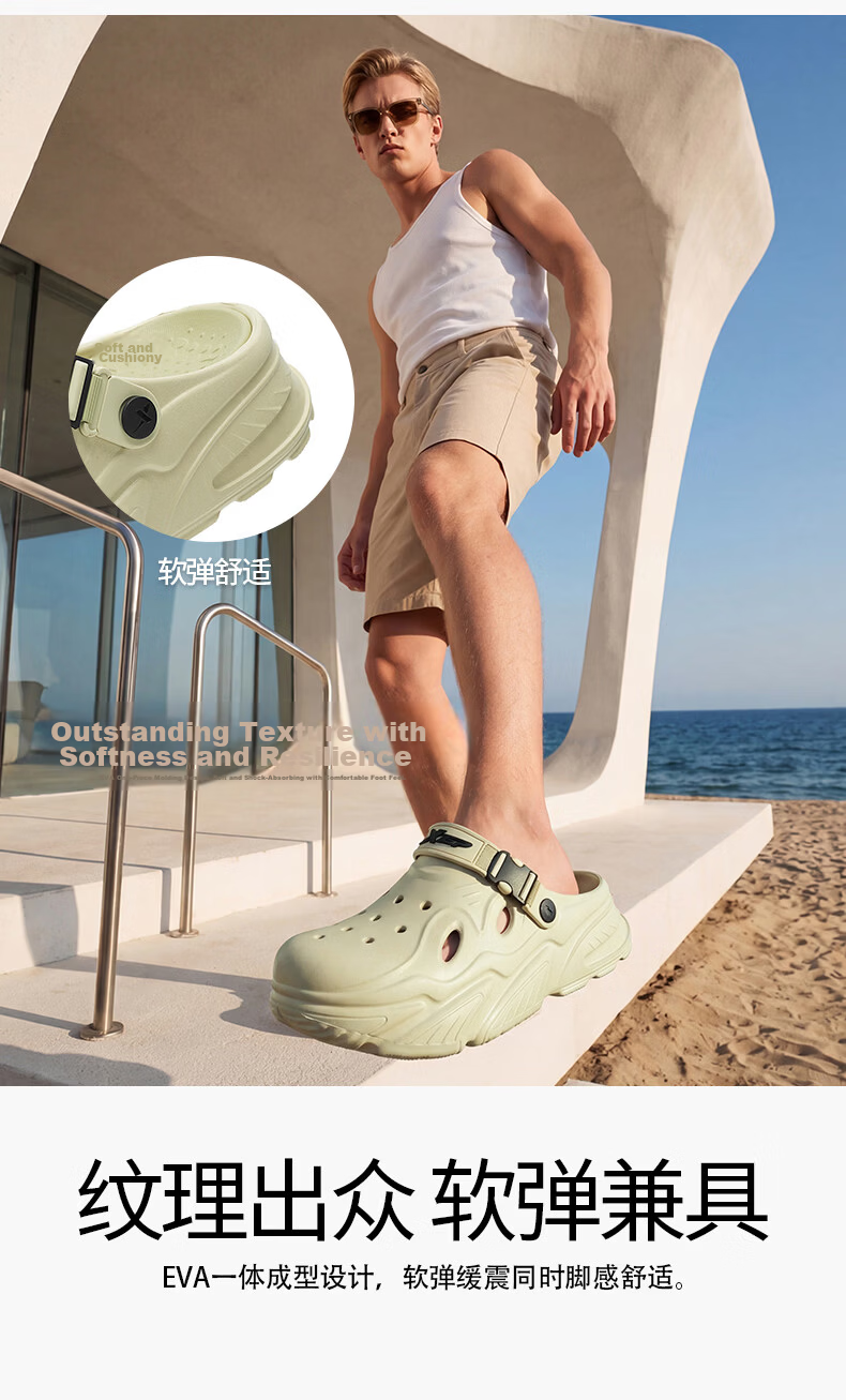 XTEP Men's Sport Sandals Hole Shoes Outdoor Slippers Summer New Beach Shoes A076 Black Orange Size 40-41 5