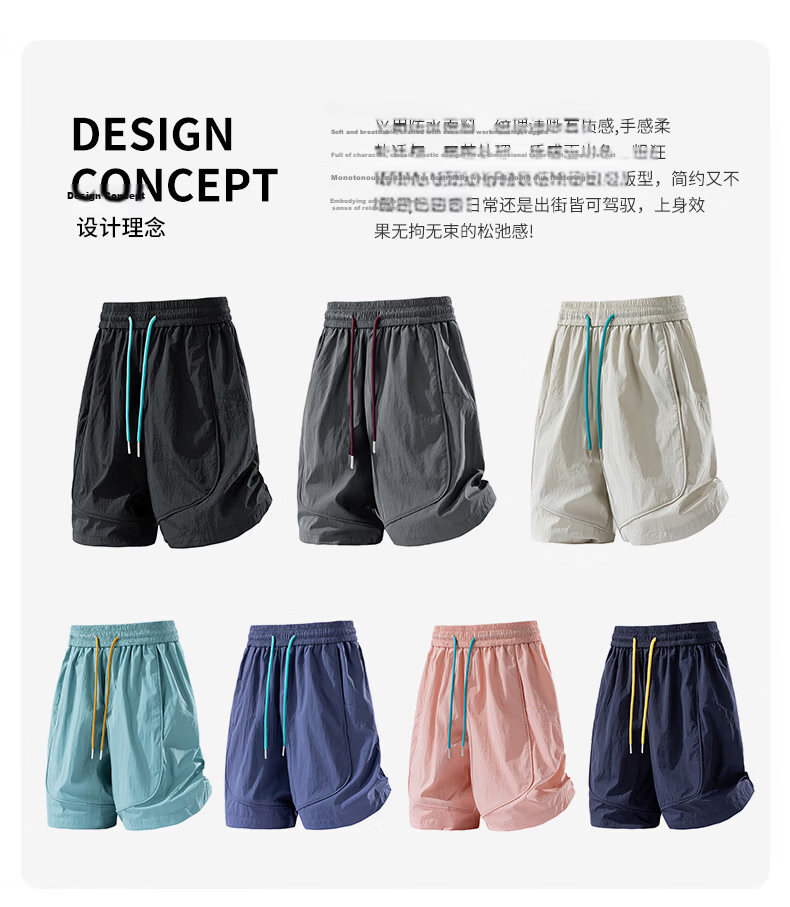 LOMBT Quick-Dry Men's Shorts Summer Breathable Lightweight Ice Silk Sun Protection Casual Sports Five-Point Pants WL31 Captain Blue 2XL 2