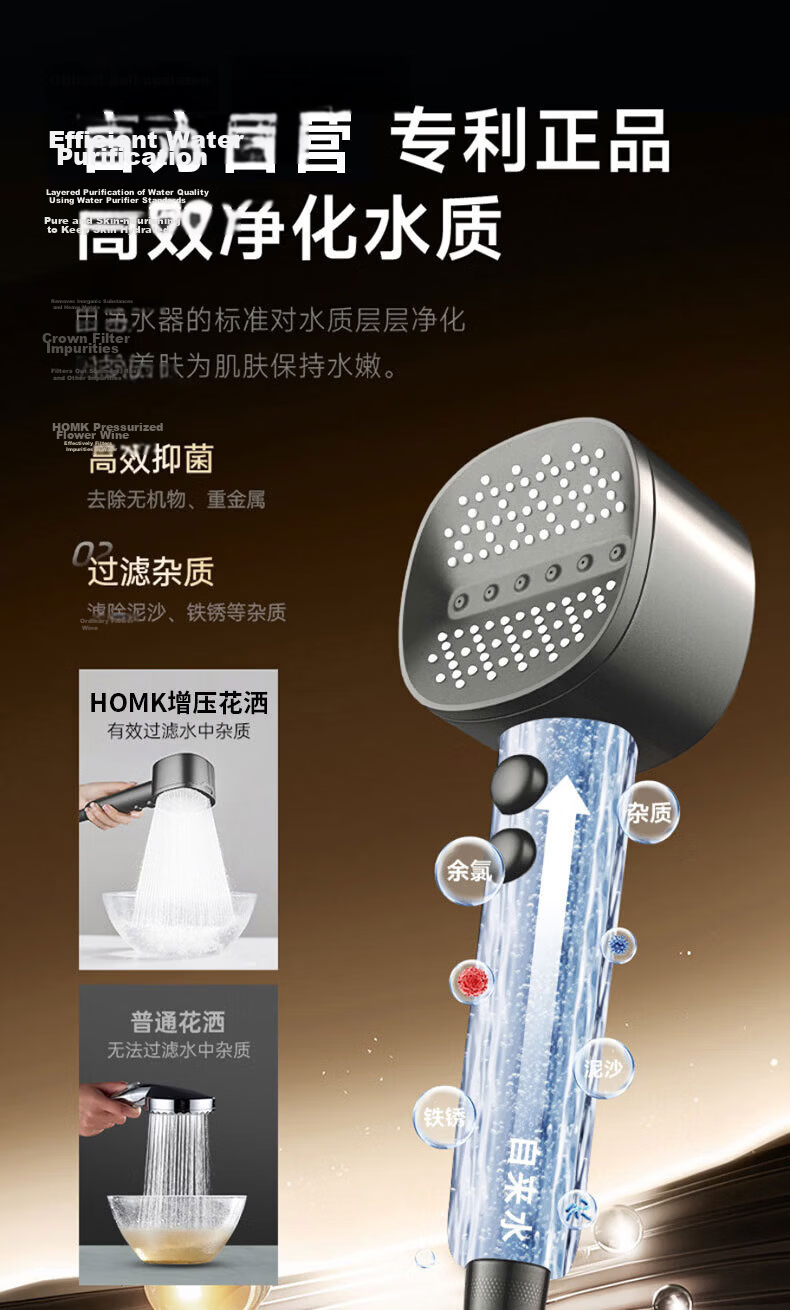 HOMK Seiko Pressurized Shower Head New Bathroom Filtered Single-Head Shower Sprayer 1