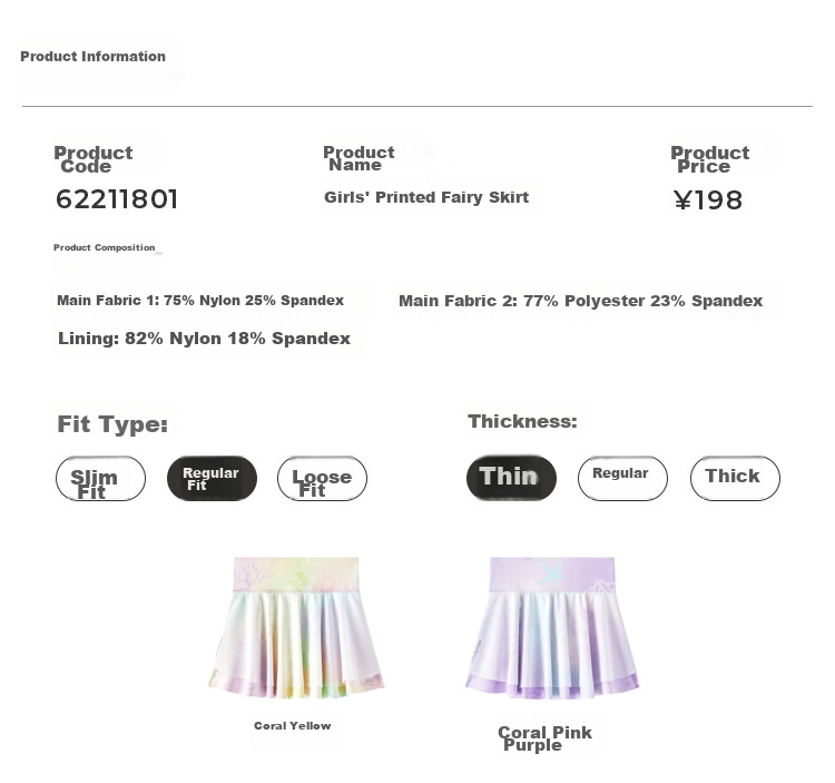 Moodytiger Fairy Family Girls' Quick-Dry Cool Summer High-Waist Lightweight Breathable Sports Skirt 25