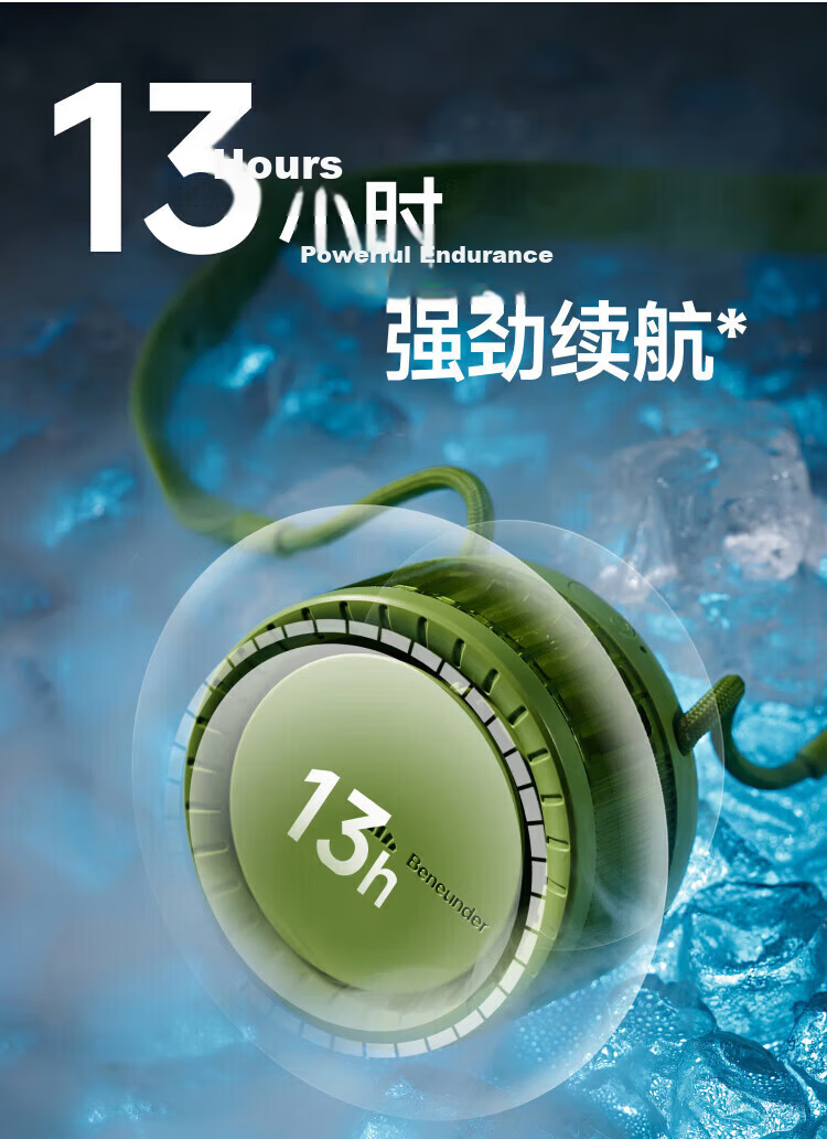 Beneunder Summer Portable Outdoor Neck Fan USB Mini Fan Ultra-Light Cooling Glacier White 16