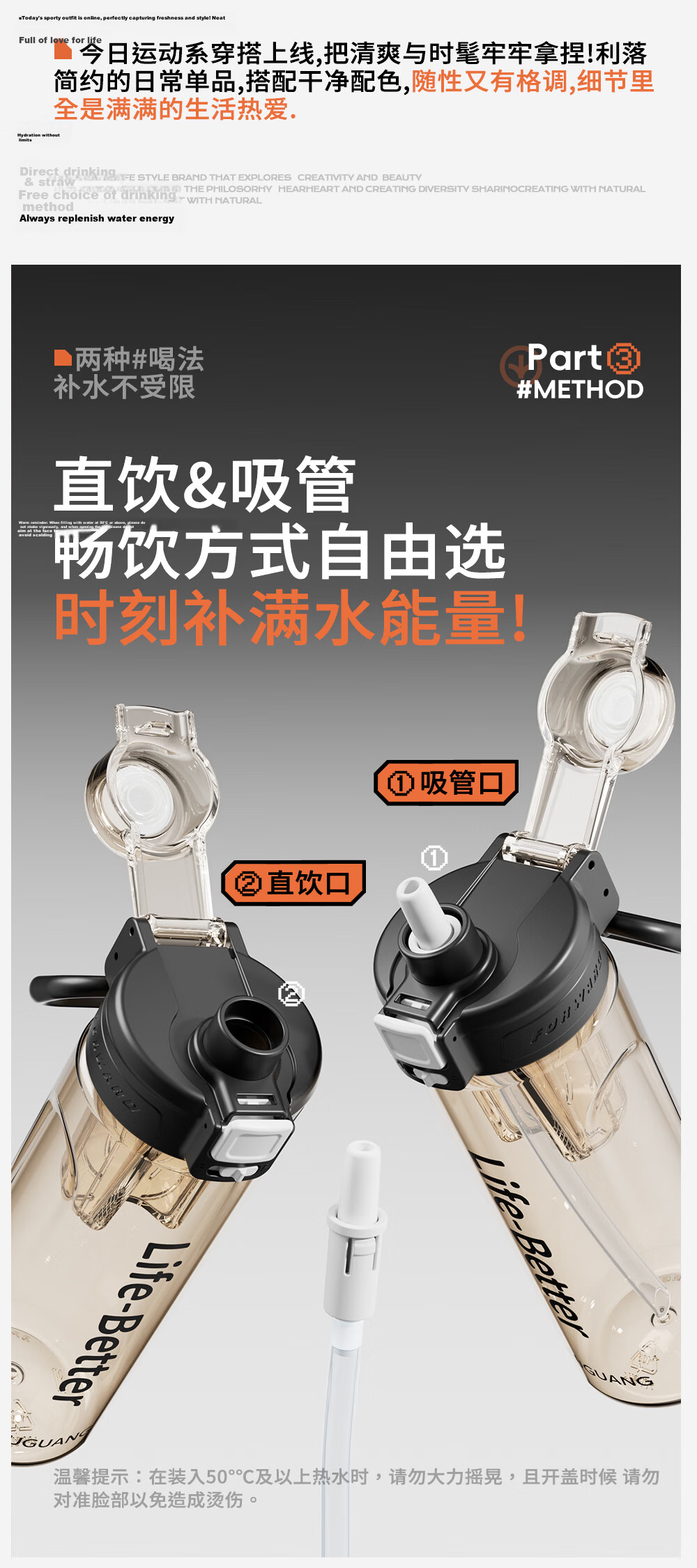 Fuguang Large Capacity Sports Outdoor Portable PPSU Water Bottle Food Grade Plastic Cup for Students Summer School Use 5