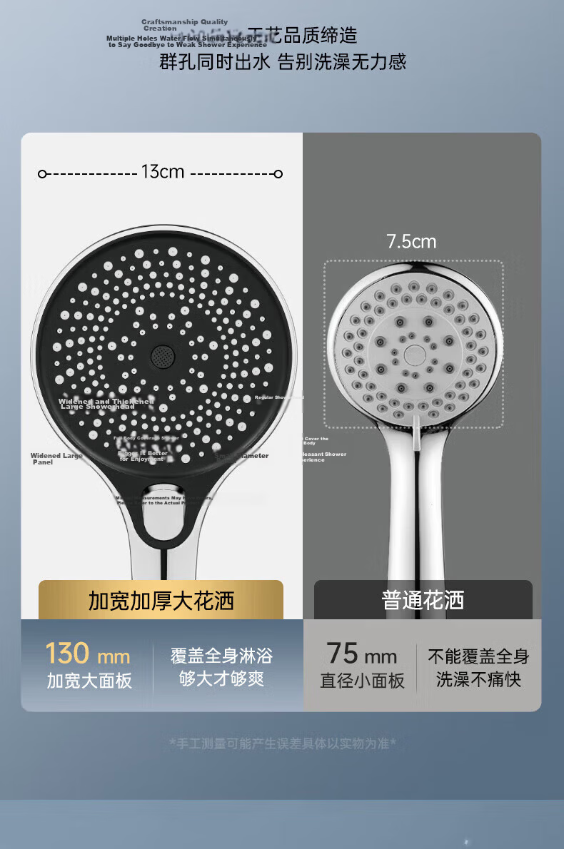 JROR [Seiko] High-Pressure Shower Head Large Panel Three-Mode Handheld Shower Bathroom Showerhead 12