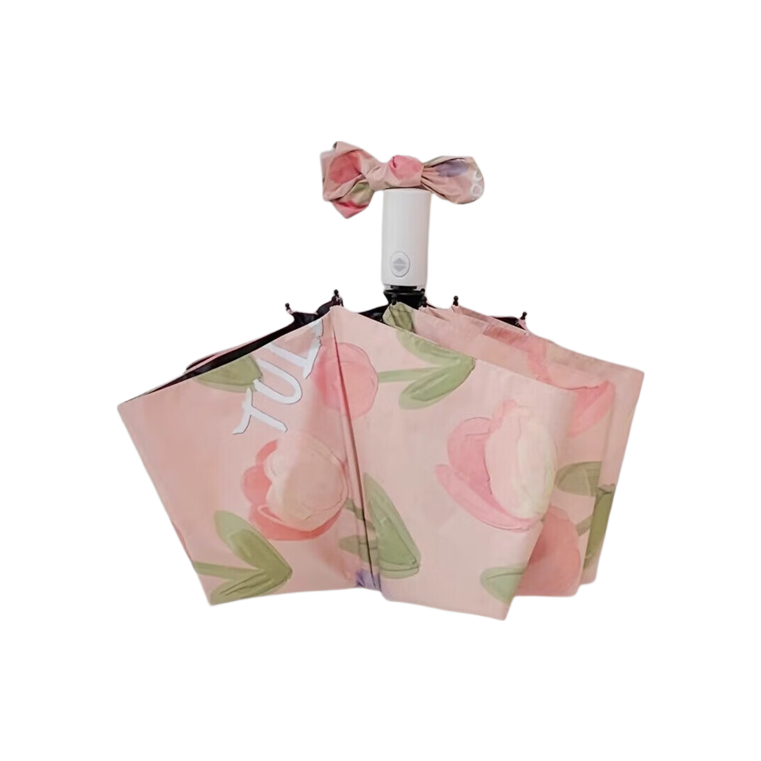 Fanyejia Tulip Umbrella Automatic Sun Umbrella for Sunny And Rainy Days, Sun Protection Umbrella with UV Protection, Stylish Double Umbrella for Wome