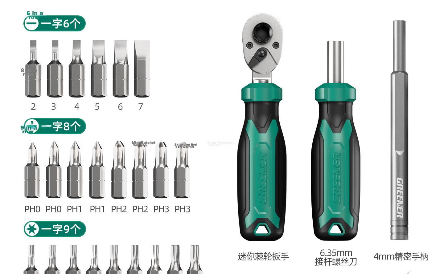 GREENER 【Yueguang Treasure Box】80-Piece Precision Screwdriver Set Multi-Function Bits Ratchet Wrench Motorcycle Repair 38