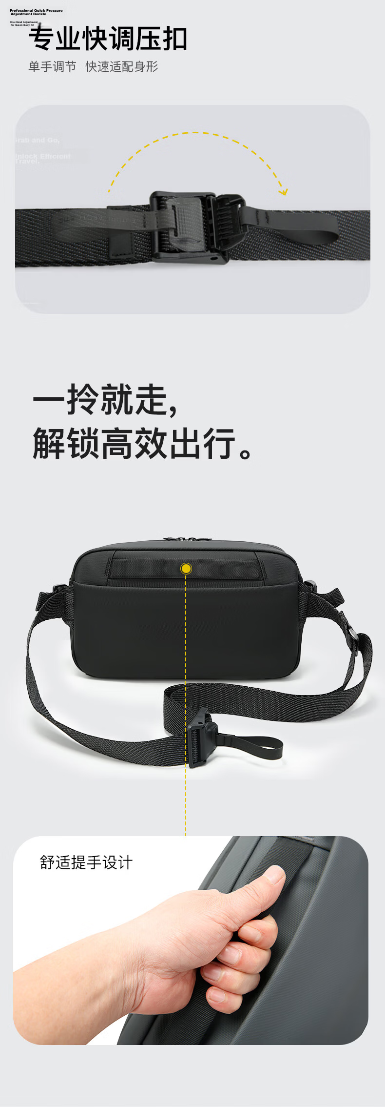 Bange Men's High-Quality Crossbody Bag Commuter Waist Bag Durable Fashion Casual Korean Style Shoulder Chest Bag 7837 Black 8
