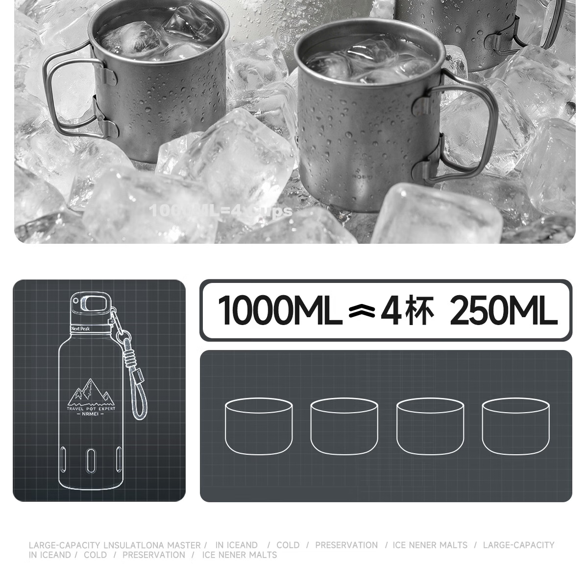 NRMEi Insulated Large Capacity Thermos Cup for Men High-Value 2026 Edition Student Portable Outdoor Sports Straw Bottle 12