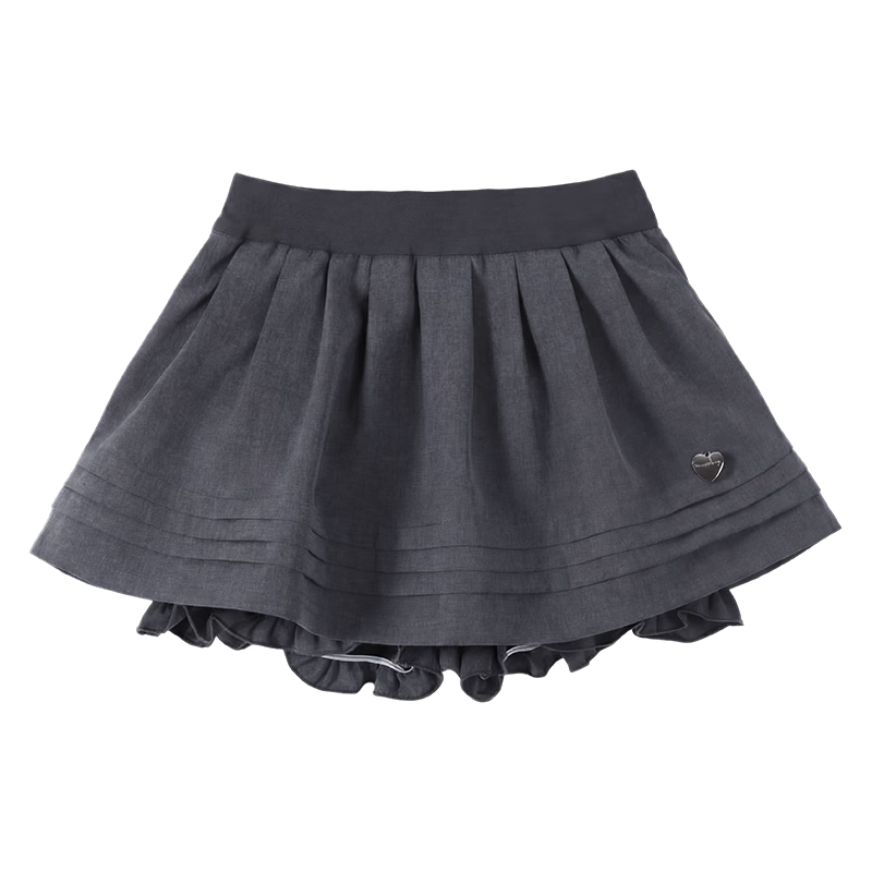 BARRY BANNY Girls' Academy Style Skort 2026 Summer Children's Versatile Casual Anti-Exposure Skirt Carbon Gray 140