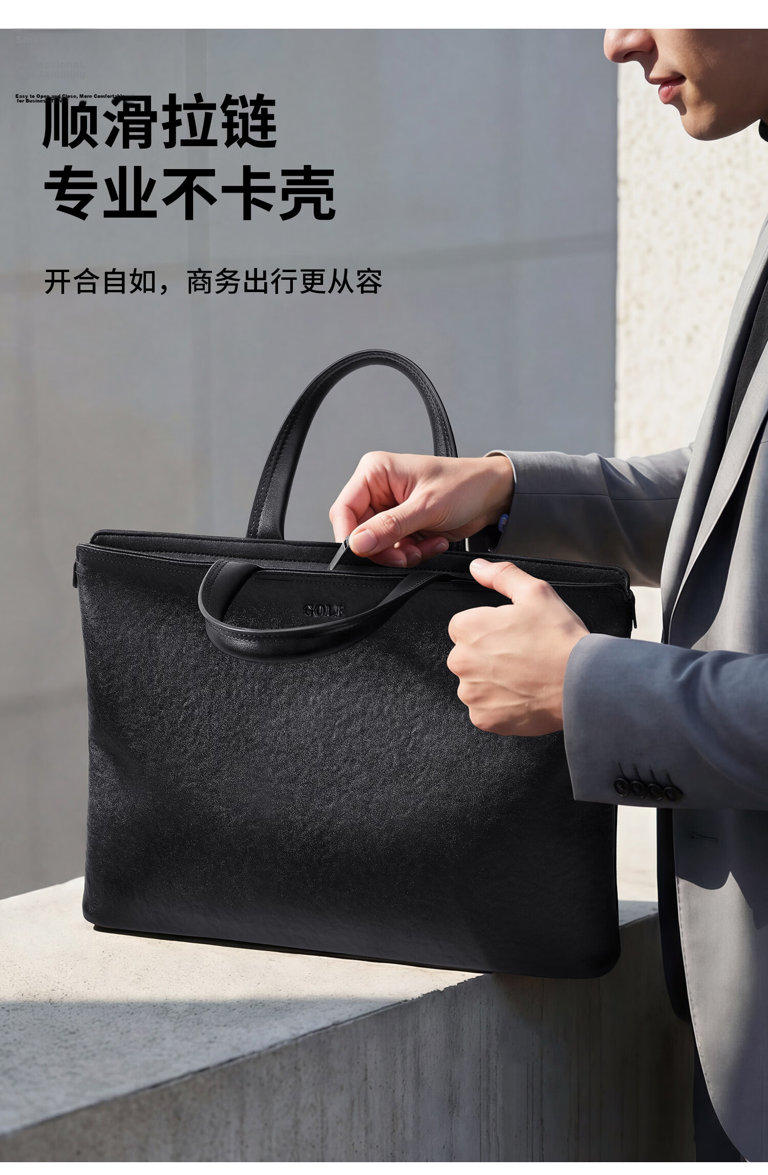 GOLF Men's Briefcase First Layer Cowhide Handbag 13.3/14 Inch Laptop Bag Business Document Bag 8