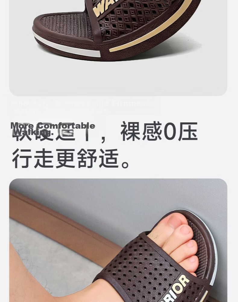 Warrior Men's Slippers Home Use Shower Non-Slip Bathroom Indoor Outdoor Silent Cool Slippers HL3C33 Black Size 43 10