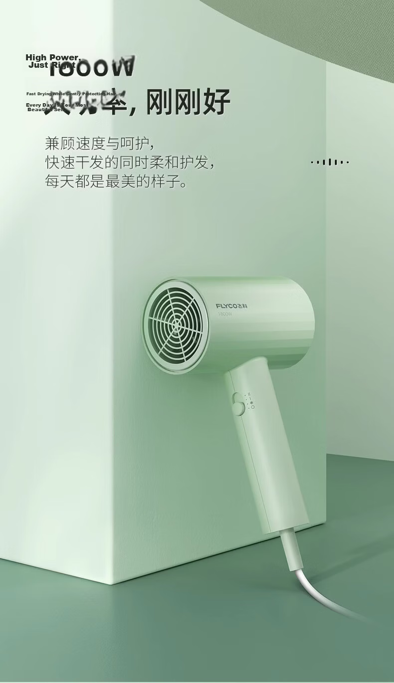 Flyco FH6296 Home Hair Dryer Powerful Wind Hair Care Quick Drying Portable Travel Gift Birthday Holiday Present 4