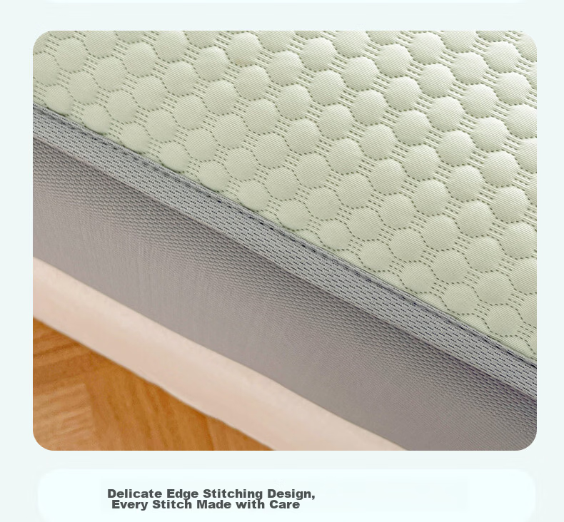 Hongdou Class A Cooling Ice Bean Fitted Sheet Three-Piece Set Summer Full Coverage Cooling Mattress Protector 1.8*2m Blue 15