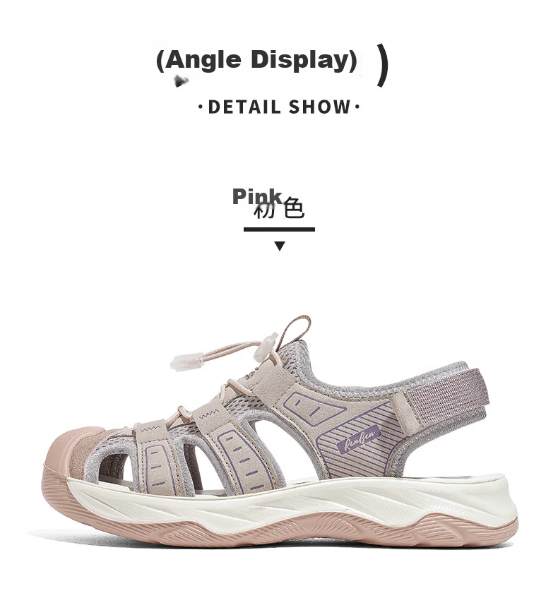 Renben Official Summer Women's Fashion Roman Closed-Toe Hollow-Out Thick-Soled Height-Increasing Casual Sandals Coffee Beige Size 38 13