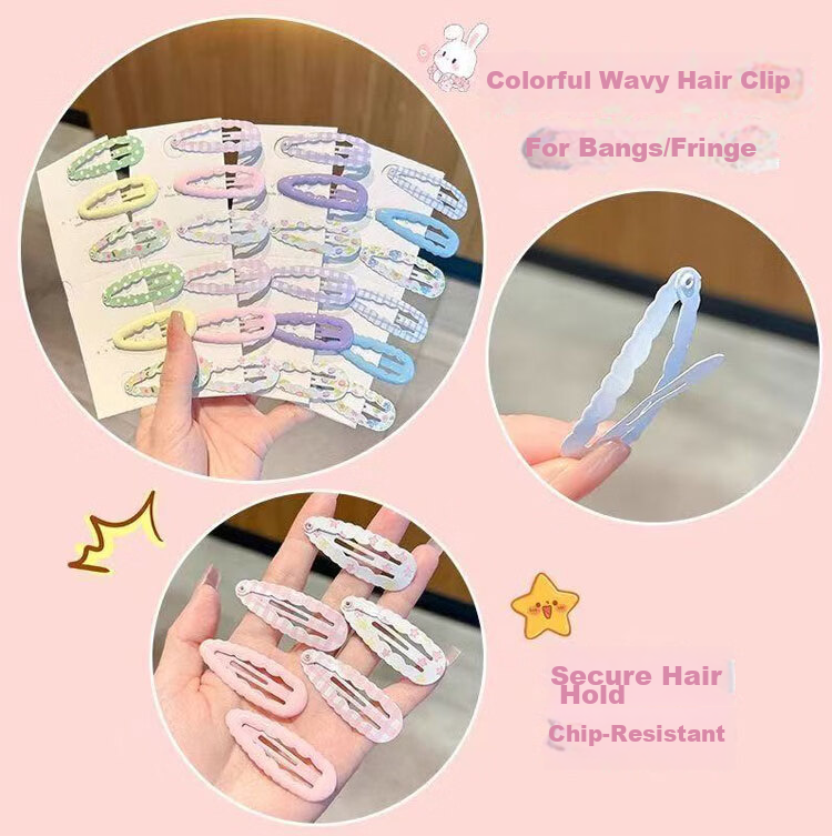 LiQing Children's Hair Clips [Pink, 12 Pieces] Dopamine Back of Head Waterdrop BB Clips Hairpins Side Bang Hair Accessories 3