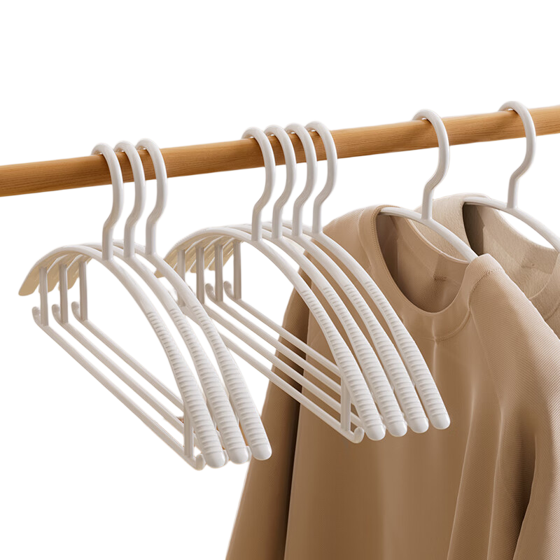 Bangnimeijia [20 Pieces] Seamless Clothes Hangers for Home Use, Anti-Slip Shoulder Angle Plastic Hangers - White Soft Touch Indoor Hanging for Clothes, Student Dormitory Back-To Seaso