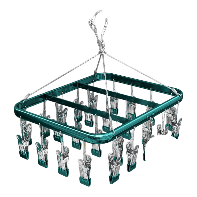 40,000 Kilometers Aluminum Alloy Sock Drying Rack Multi-Clip Clothes Hanger Balcony Household Multi-Functional Underwear Clip 26 Clips