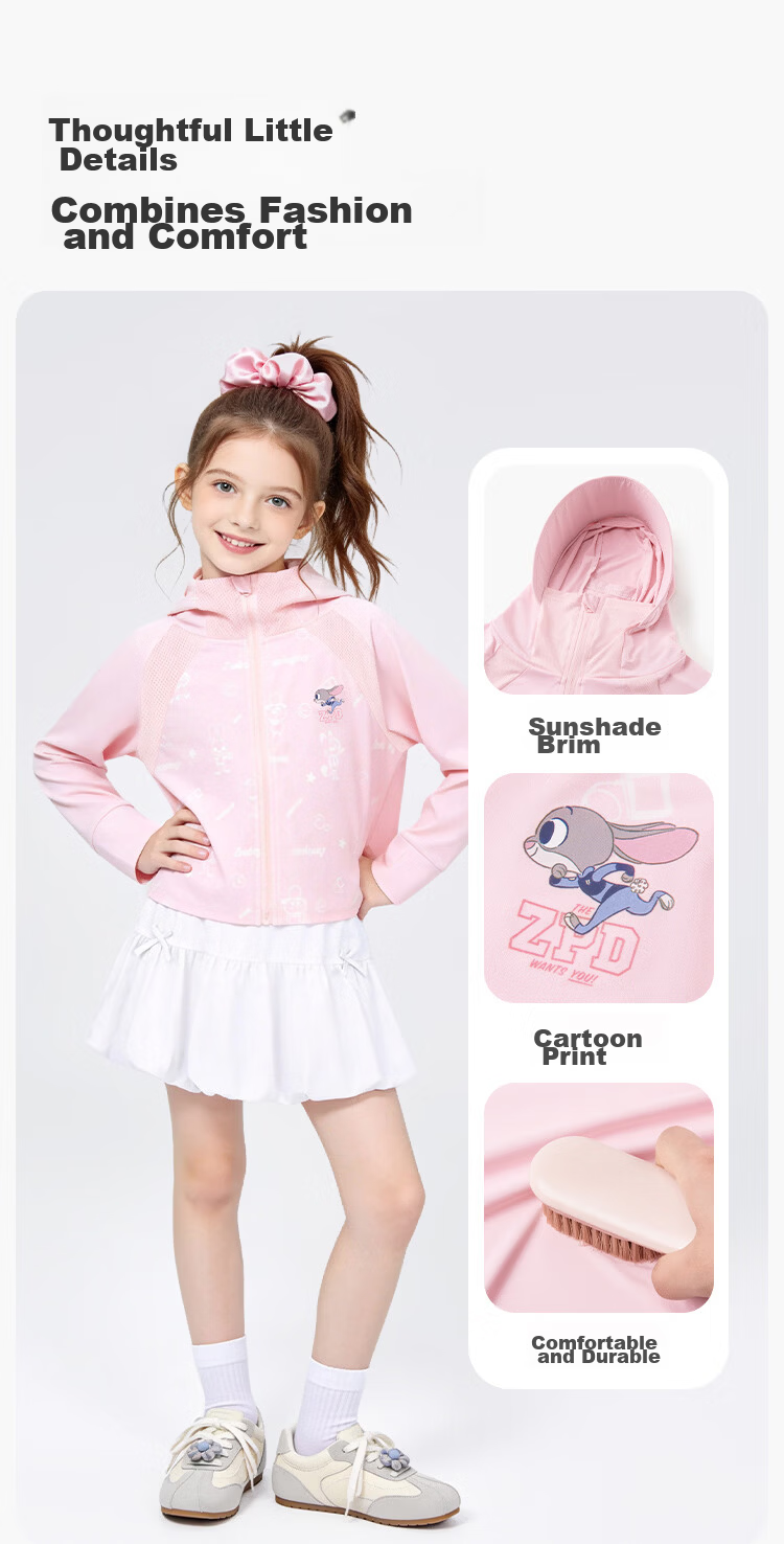 Disney Zootopia Ice Silk UPF50+ Sun Protection Jacket Summer Girls 2026 New Cool Sunproof Coat Purple 150 6