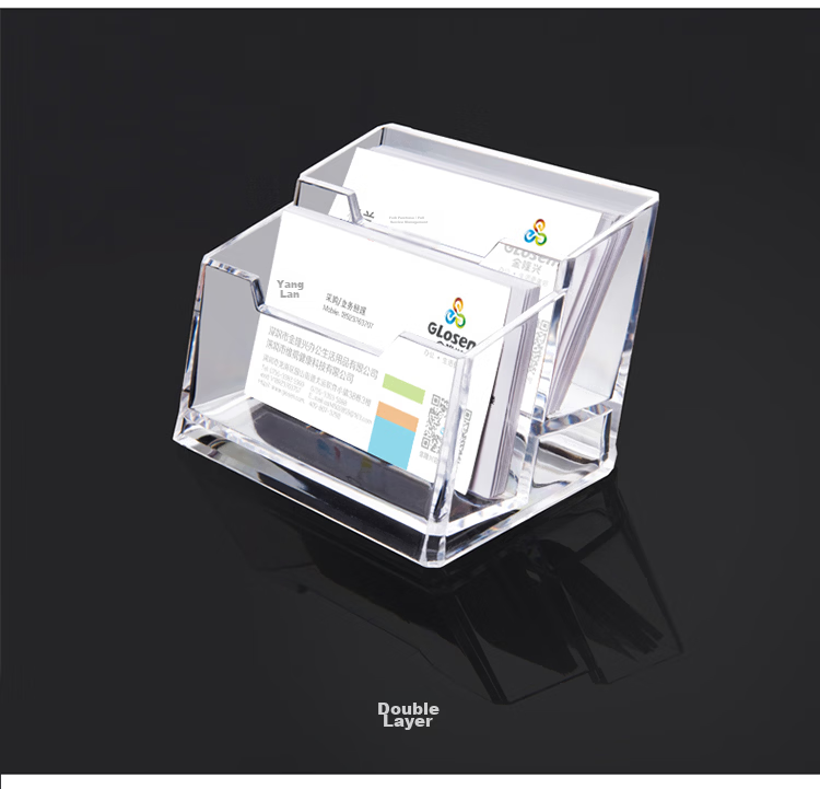 Jinlongxing Single Compartment Acrylic Transparent Business Card Holder Desk Office Display Box Vertical Business Card Organizer Model C2151 7