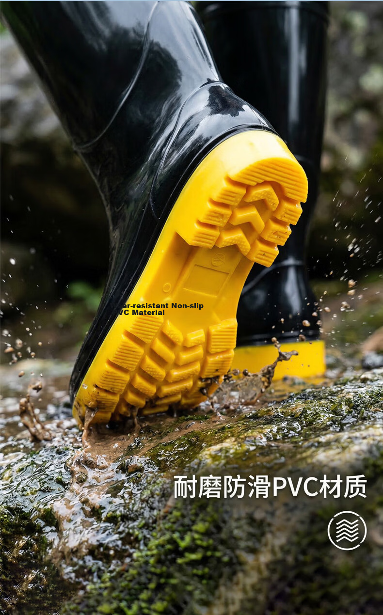 BlueOwl Shield Men's High Tube Waterproof Rain Boots Non-slip Durable Lightweight Waterproof Rubber Shoes YX1005-1 Size 42 7