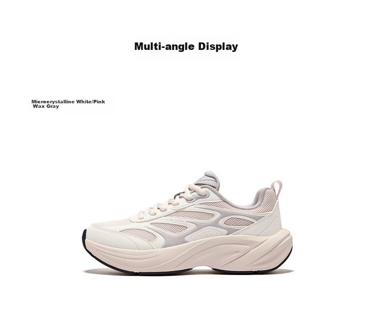 ERKE Women's Sports Casual Leather Mesh Breathable New Thick-soled Versatile Dad Shoes Fengxiwu 3.0 23