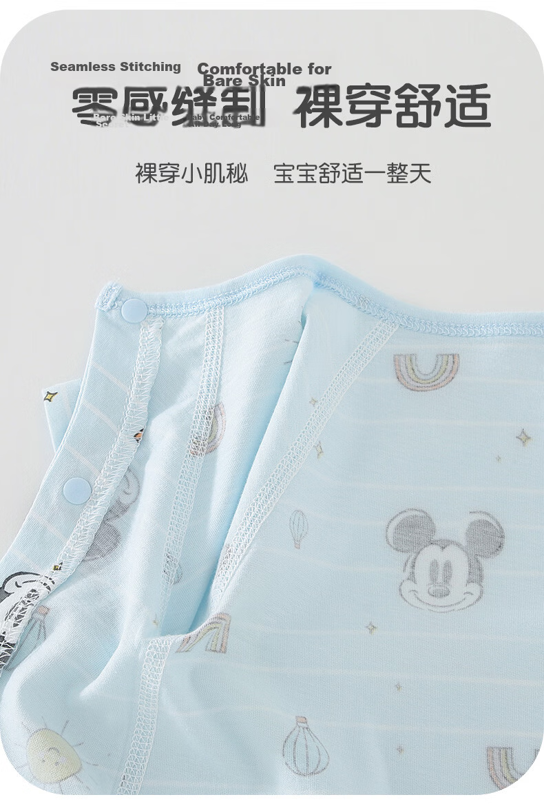 Disney 2-Piece Baby Summer Thin Newborn Romper Set A-Class Cotton Crawling Suit Full Moon Boys and Girls Sleepwear 7