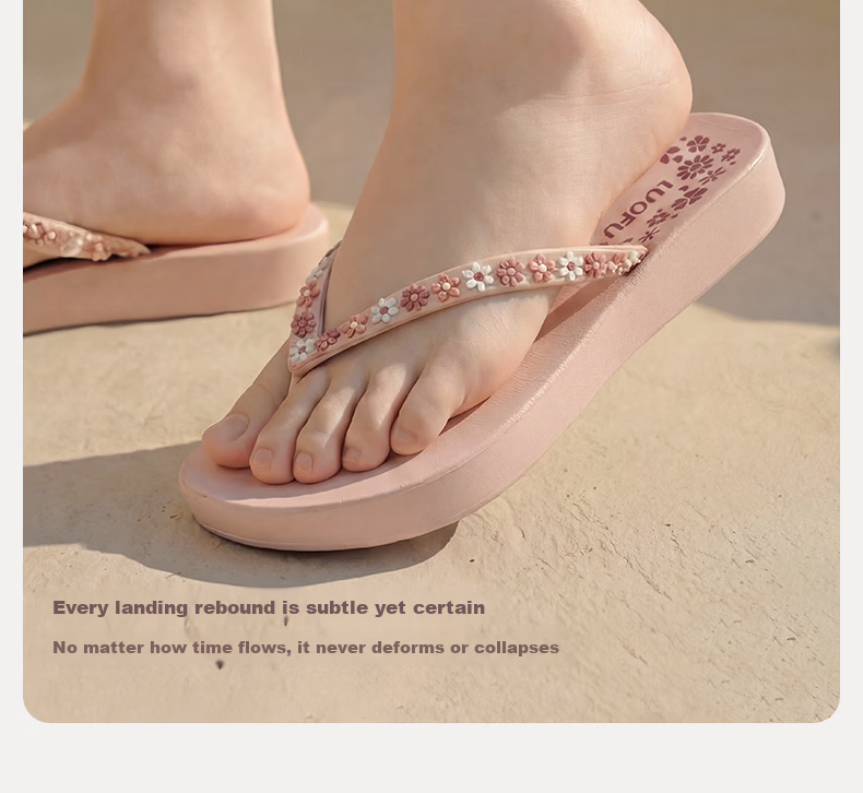 Luo Fu Women's Anti-Slip Flip Flops Bathroom Shower Silent Quick-Dry Slippers LF714010 White Pepper Size 36 8