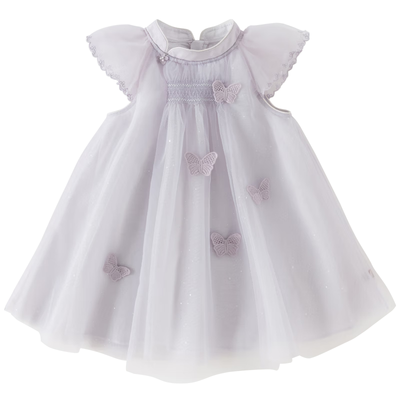 DAVE & BELLA Girls Mesh Dress Children's Stylish National Style Princess Dress Summer Baby A-Class