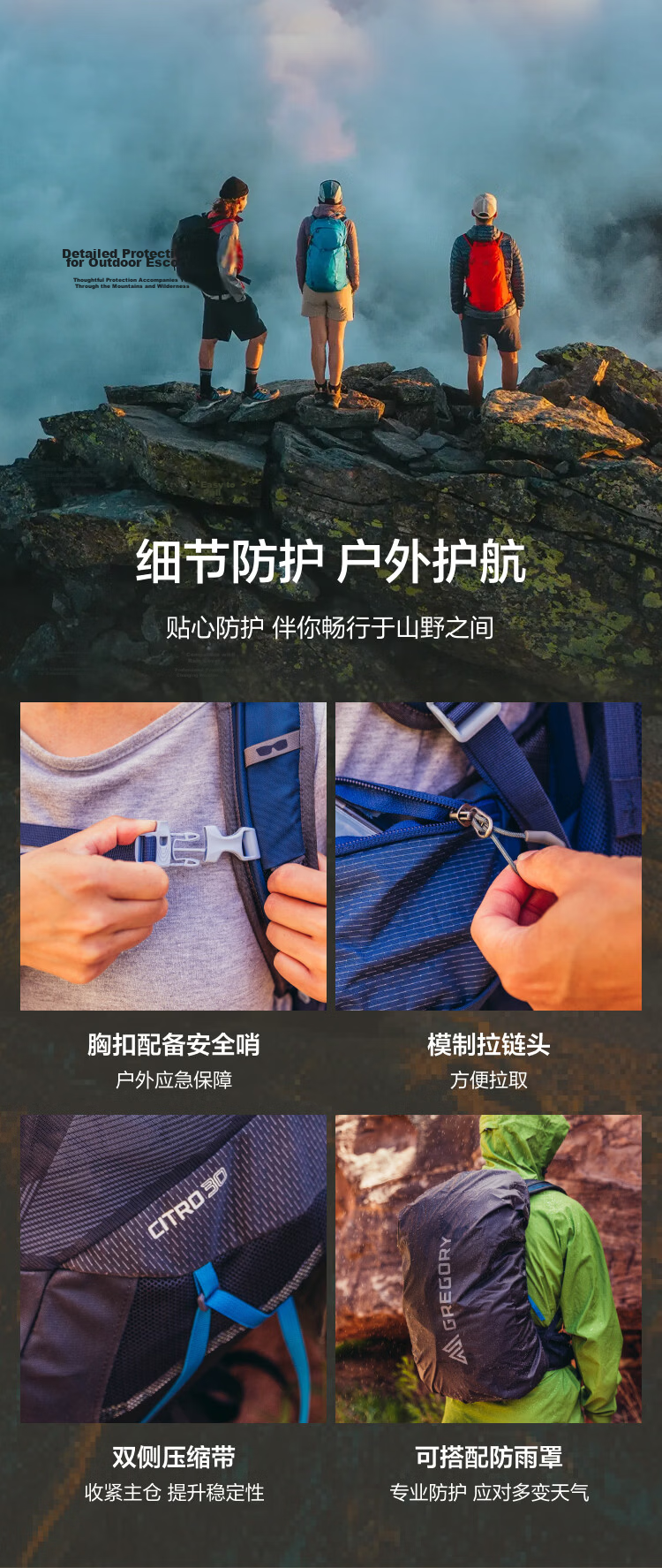 GREGORY Citro 30L Hiking Backpack Professional Outdoor Large Capacity Men's Double Shoulder Bag AO5 7