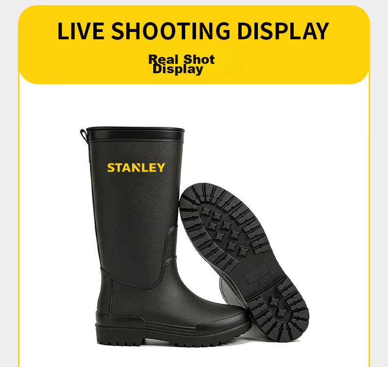 STANLEY Men's High-Cut Rain Boots Non-Slip Wear-Resistant Waterproof Lightweight Comfortable Breathable Fashion High-Cut Rain Boots Size 40 10